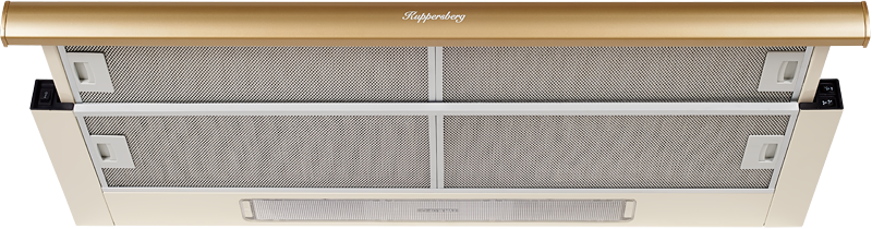 SLIMLUX II 90 Bronze Встраиваемая вытяжка, ширина 90 см, отвод/рециркуляция, 550 м3/час, механическое управление, 3 скорости, освещение 2х40 вт, металлические жироулавливающие фильтры, угольный фильтр с3с (опция), 38-54 дб, цвет бежевый/бронза (португалия Santreyd  - Вид №1