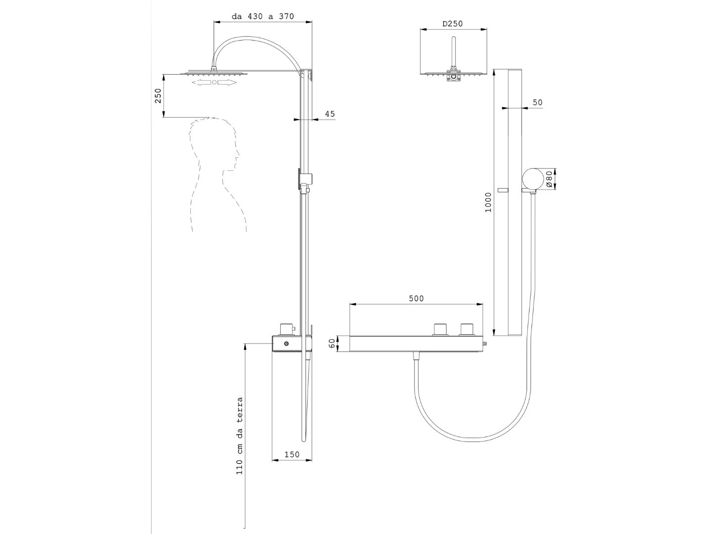 Стержень из нержавеющей стали с ручным душем Cropelli Alyssia ARCH-00123690 - Вид №39