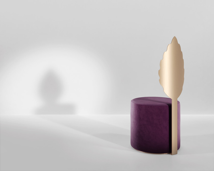 Secolo Holly Мягкий пуф со спинкой Падуб из сатинированной стали  - Вид №1