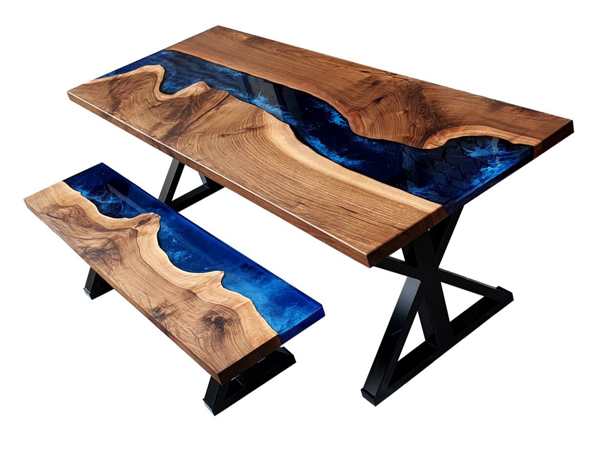 Скамейка / стол из орехового дерева и смолы Legnor LEG2408738 ARCH-00064476