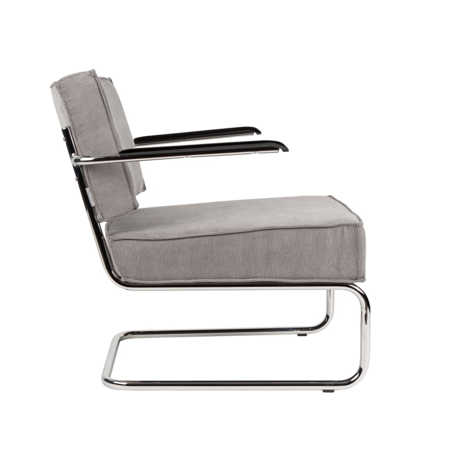 Кресло Lounge Ridge Rib с подлокотниками, светло-серое Zuiver 3100032 - Вид №13