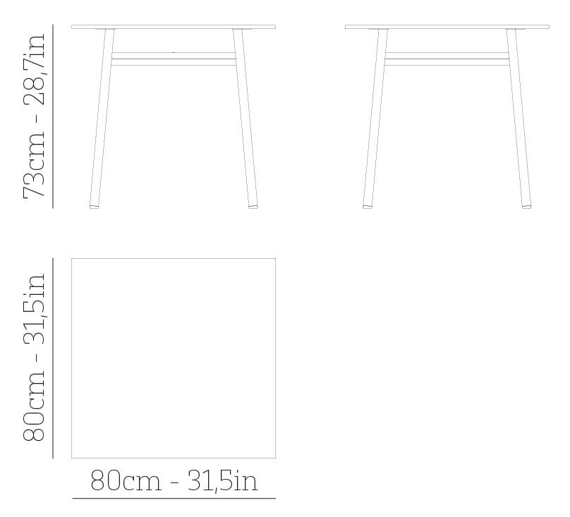 Квадратный стальной стол с порошковым покрытием BABEL D Kano ARCH-00100522 - Вид №6