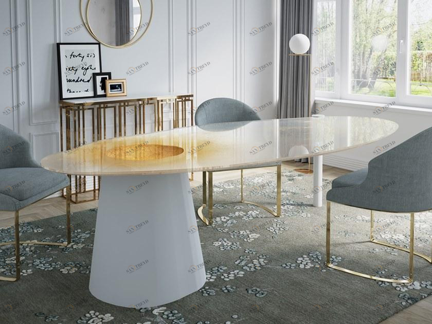 Unica by Tecnotelai Овальный стол из нержавеющей стали и стекла Orbita sun-id-1451584