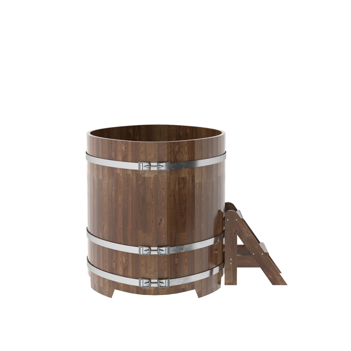 1531 Купель овальная из сращенных ламелей лиственницы 1,02х1,68х1,1 морёная Alyarus  - Вид №2