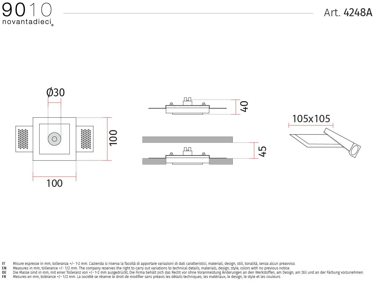 9010 novantadieci Встраиваемый потолочный светильник led из cristaly®  4248a  - Вид №2