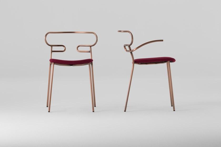 TrabA' Металлический стул для ресторана с подлокотниками со встроенной подушкой Genoa 0048-met-im-ar - Вид №2