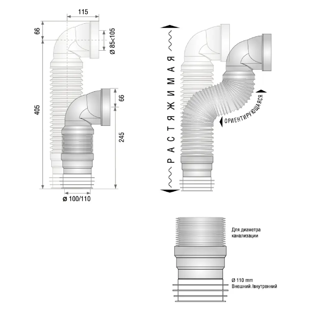 Гофрированная труба WIRQUIN для подключения унитаза 18551151 STLM-0011283 - Вид №3