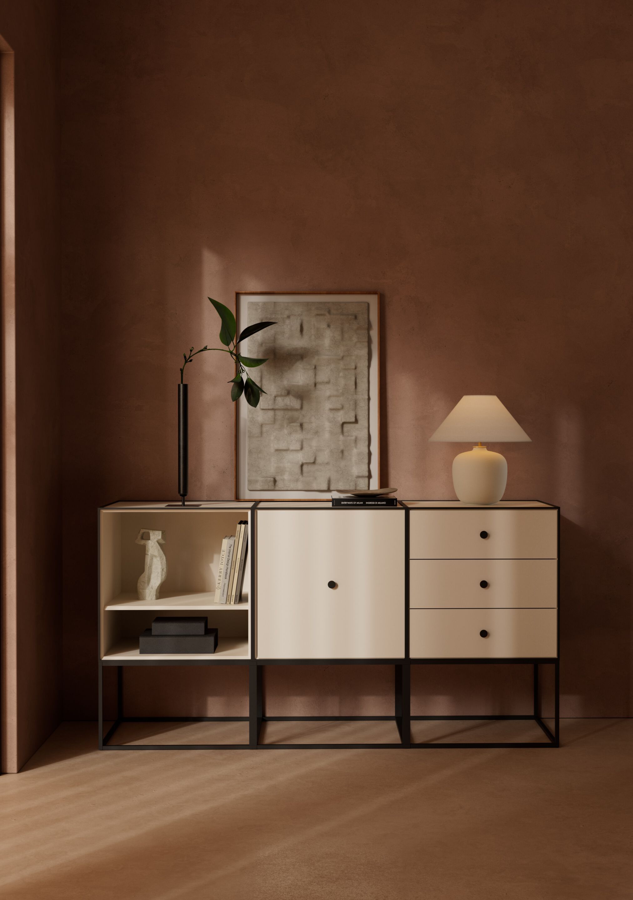 Алюминиевый и деревянный шкаф с ящиками Audo Copenhagen рамка ARCH-00001203