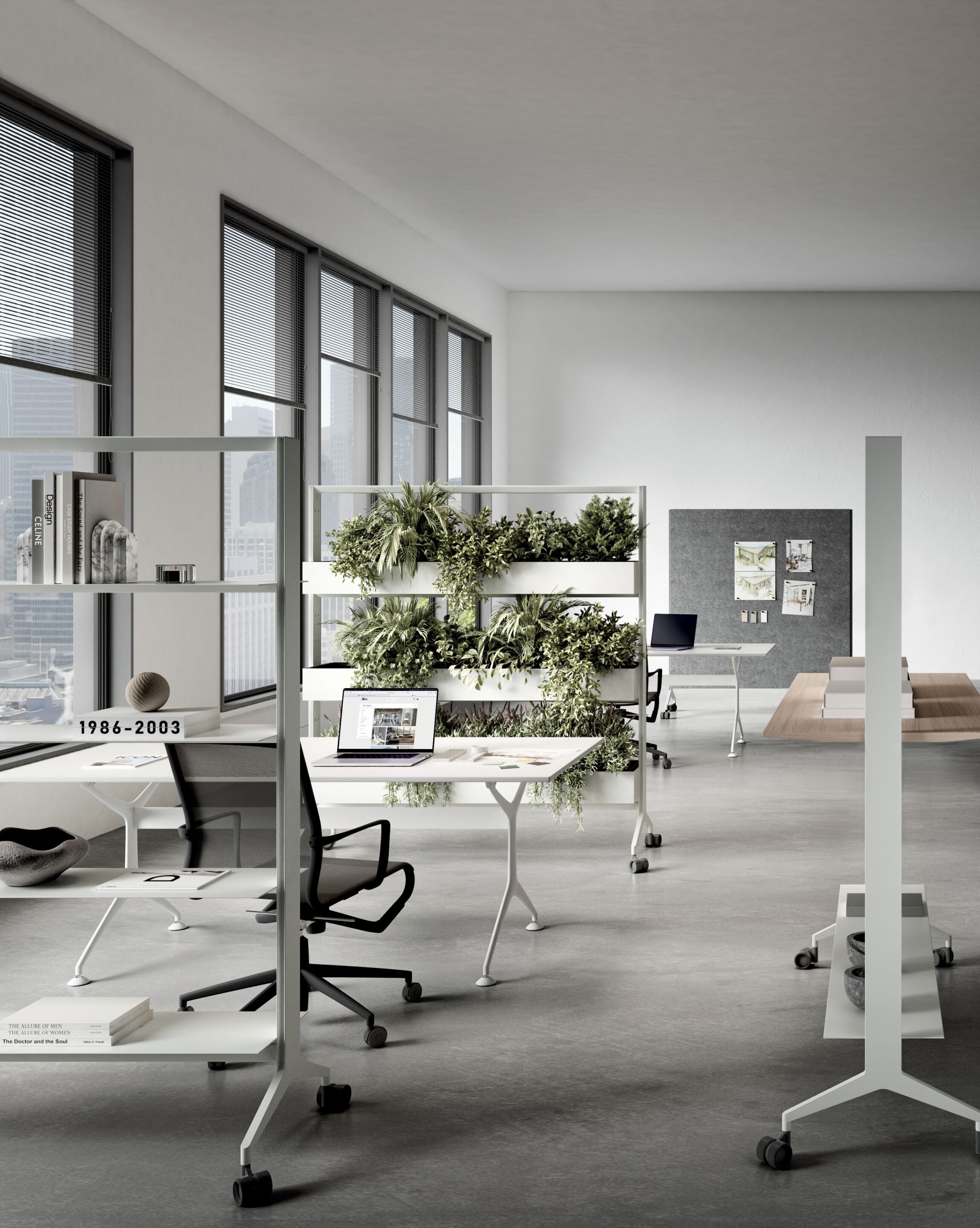 Алюминиевая офисная перегородка на колесах с ваннами для горшков Alias Aline Work ARCH-00052089 - Вид №1