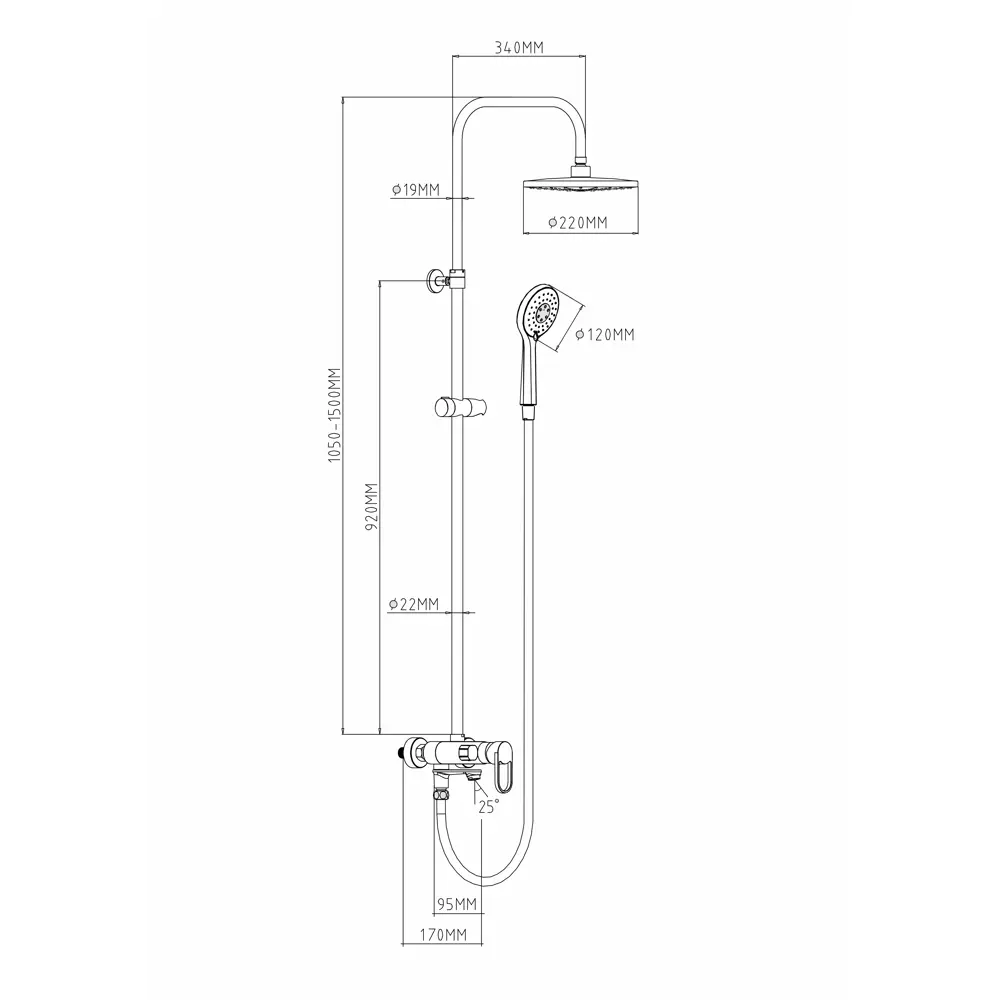 Душевая система Esko Catania STC01B со смесителем 3 режима цвет черный матовый STLM-2129547 - Вид №1