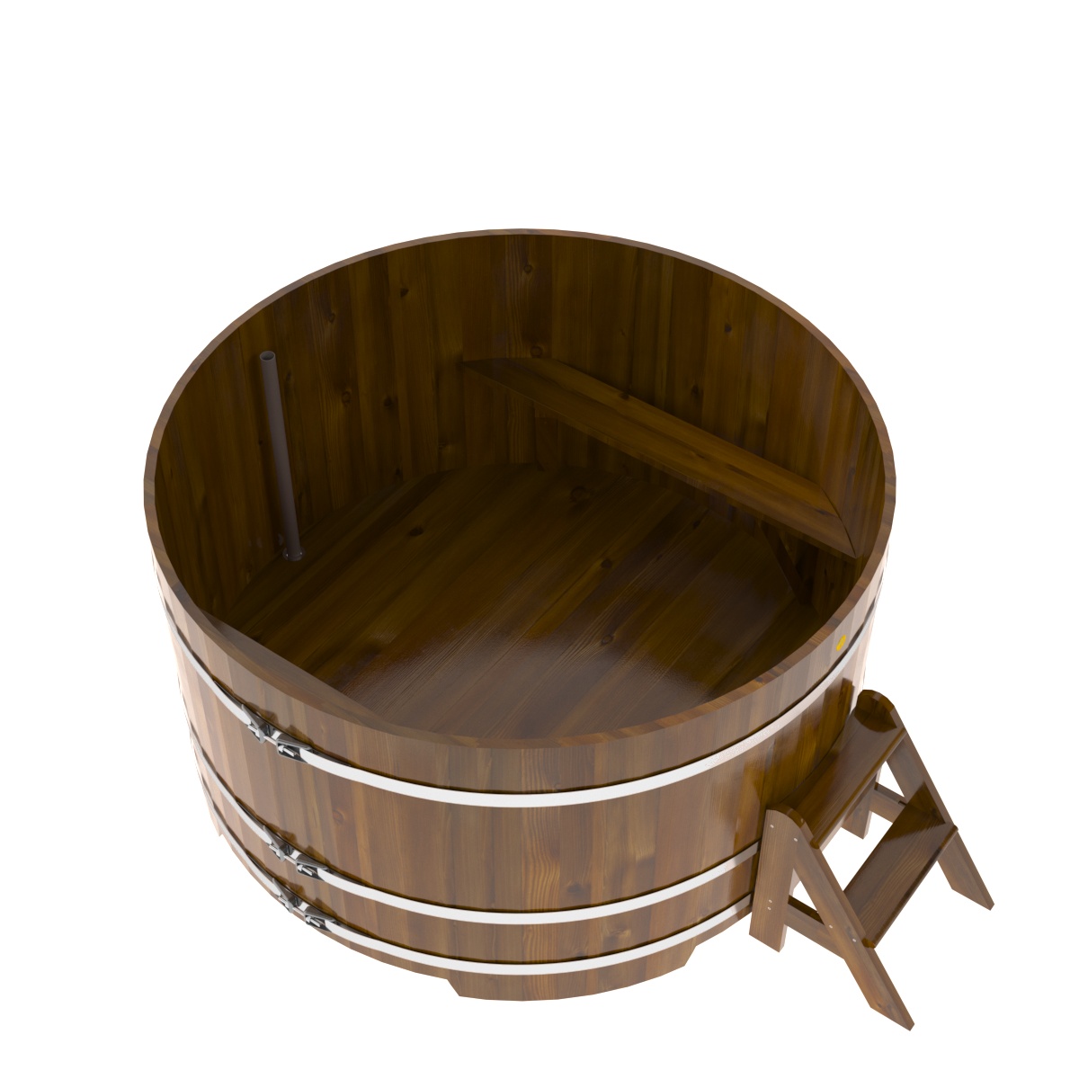 2238 Купель круглая из лиственницы Рустик d=1,80х1,0 морёная Alyarus  - Вид №2