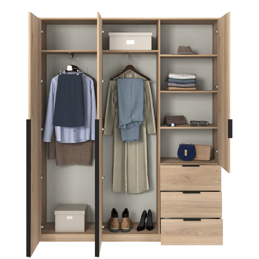 Шкаф распашной Бергамо с 3 дверями 180x220x46.6 см ЛДСП цвет дуб комано Santreyd STLM-2031209 - Вид №9