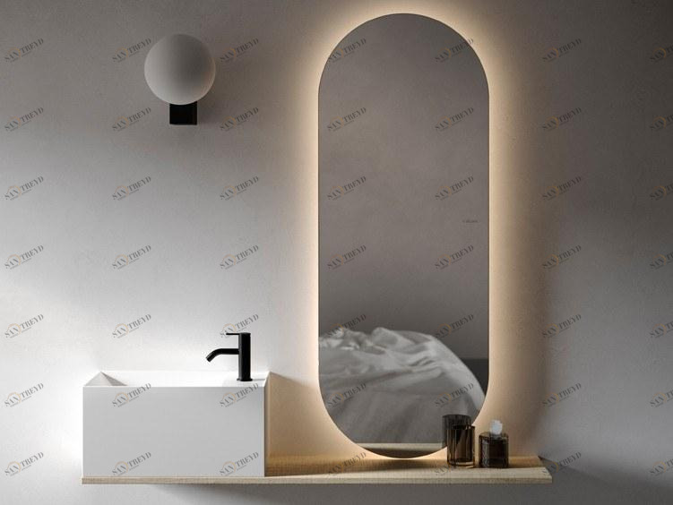 INBANI Овальное деревянное зеркало со встроенной подсветкой с полкой sun-id-1407493