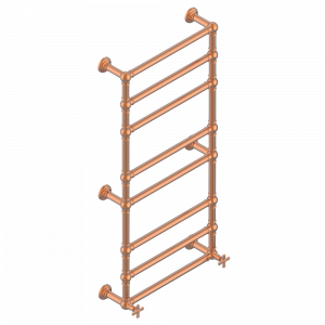 G7C-TWT8H2 Полотенцесушитель Традиционный, 8 перекладин, 625 мм x 1325 мм, водяной, с 2 декоративными крестовыми рукоятками Thg-paris Saint Germain Matt blush PVD