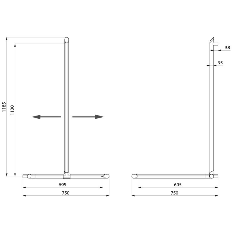 511949C Угловая ручка для душа Be-Line со скользящей вертикальной частью DELABIE  - Вид №1