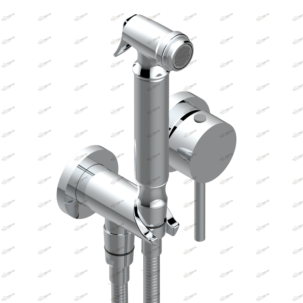 G3T-5840/MBG Комплект для душа, включающий смеситель, армированный шланг 1 м 25 см, ручной душ с курковым распылителем, выход из стены и предохранительный запорный клапан Thg-paris Montaigne marbre Leonardo Grey Хром G3T 5840/MBG A02 CAT.A