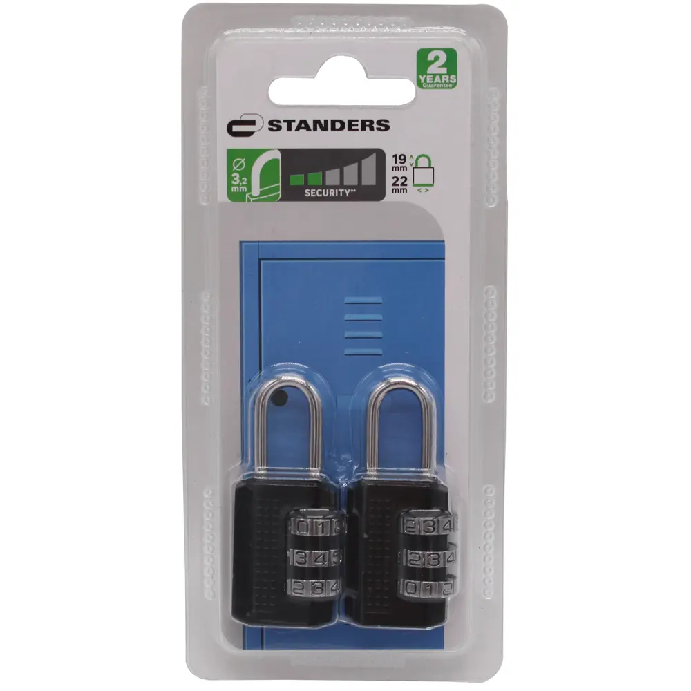 Замок кодовый Standers, 22 мм, ЦАМ/сталь, 2 шт STLM-2136057 - Вид №2