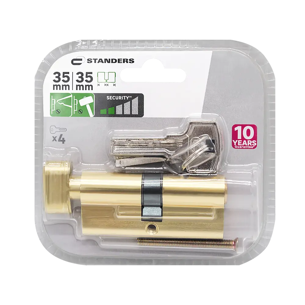 Цилиндр Standers TTAL1-3535NBGD, 35x35 мм, ключ/вертушка, цвет латунь STLM-2078621 - Вид №3