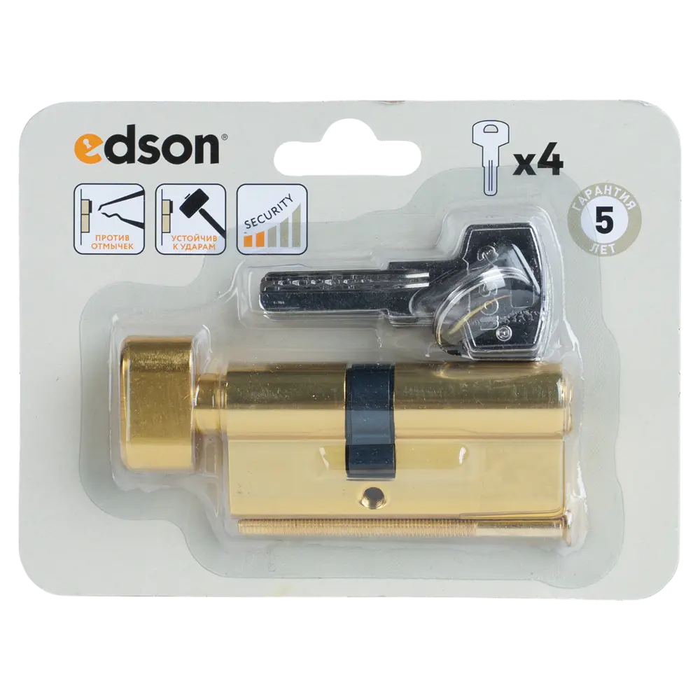 Цилиндр EDS-CYL 30x40 мм ключ/вертушка цвет латунь EDSON STLM-2184386 - Вид №4