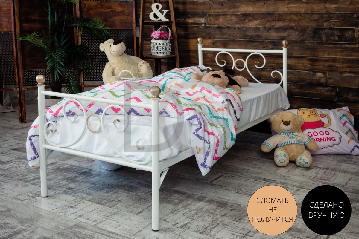 Кованая кровать детская 80х190 белая "Кэтти" FRANCESCO ROSSI КЭТТИ 134696 Белый  - Вид №1