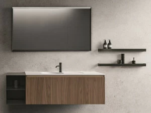 Cerasa Подвесная тумба под умывальник из фанерованной древесины с зеркалом Nerolab