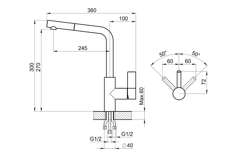 2502, СЛАНЕЦ, СМЕСИТЕЛЬ КУХОННЫЙ GRANULA 2502-ST52 - Вид №2