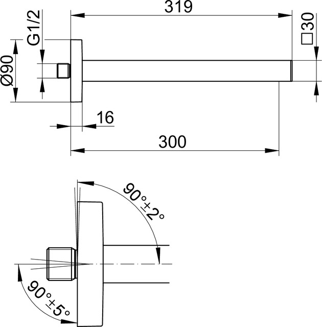 59088010301 Душевой кронштейн DN 15 KEUCO Edition 90 - Вид №2