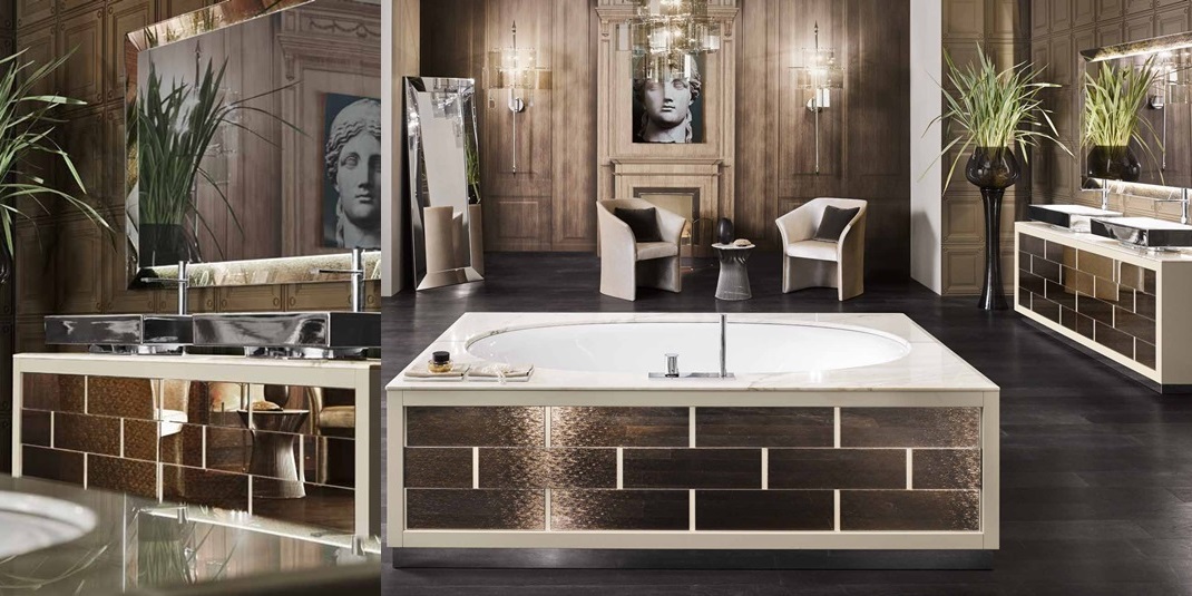 Комбинация ванной комнаты R01 в отделке VETRO golden crash MILLDUE RITZ RITZ01 - Вид №4