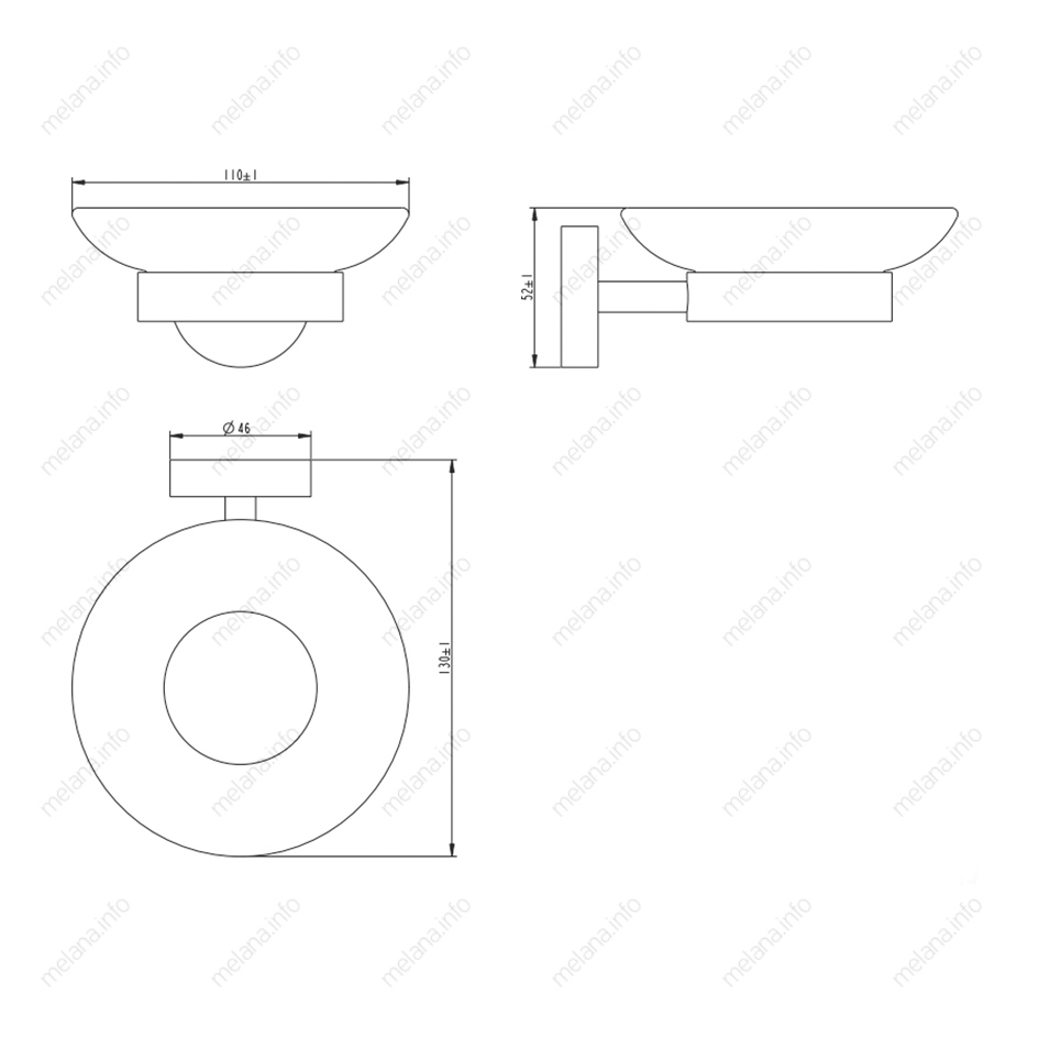Мыльница стеклянная MELANA сатин хром MLN-867010-1 867 серия - Вид №1