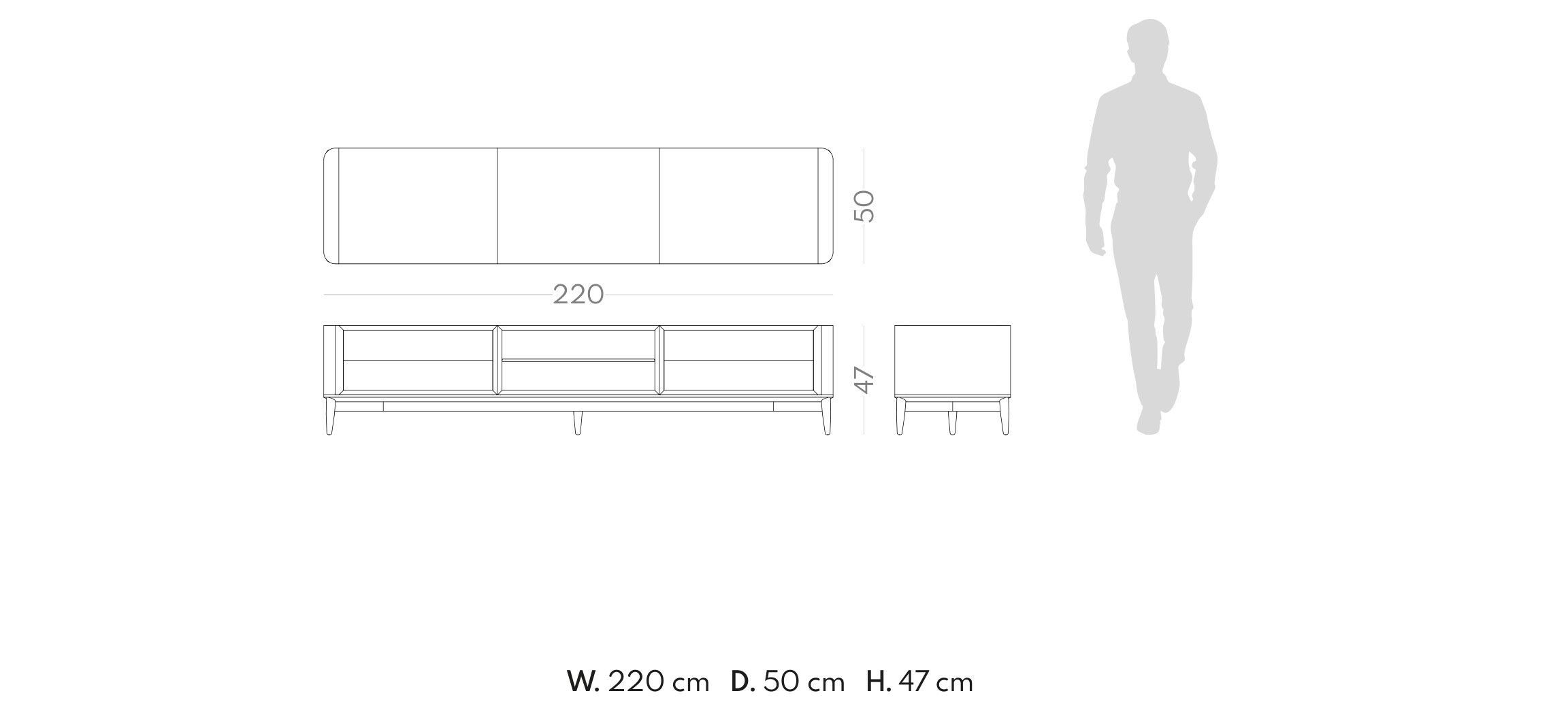 Низкий деревянный шкаф для телевизора с ящиками PRADDY Natur ARCH-00073772 - Вид №7