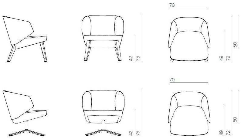 Montis 4-спицевое тканевое кресло с подлокотниками Back me up sun-id-1467278 - Вид №4