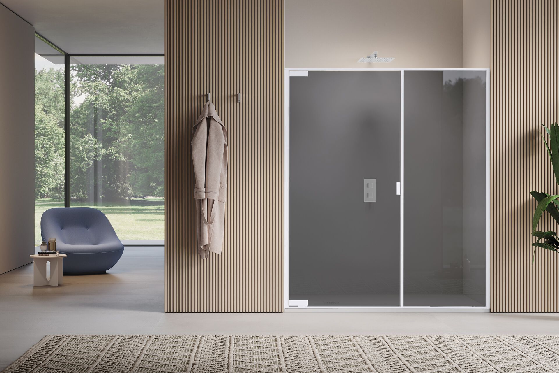 Поворотная поворотная дверь с фиксированной стеной в линии только для ниши Samo PYXIS ARCH-00112847 - Вид №5