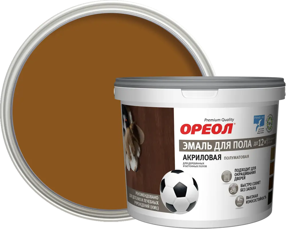 Акриловая эмаль Ореол для пола - золотисто-коричневая, 2.3 кг 84439740