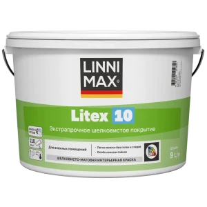 Краска для стен и потолков моющаяся Linnimax Litex 10 матовая цвет прозрачный база C 9 л