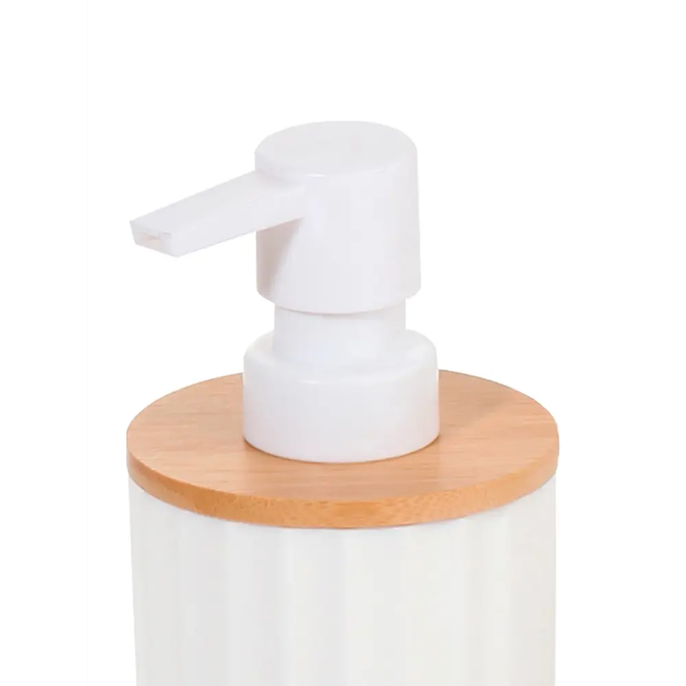 Дозатор для мыла лайт пластик/бамбук белый Santreyd STLM-2101066 - Вид №1