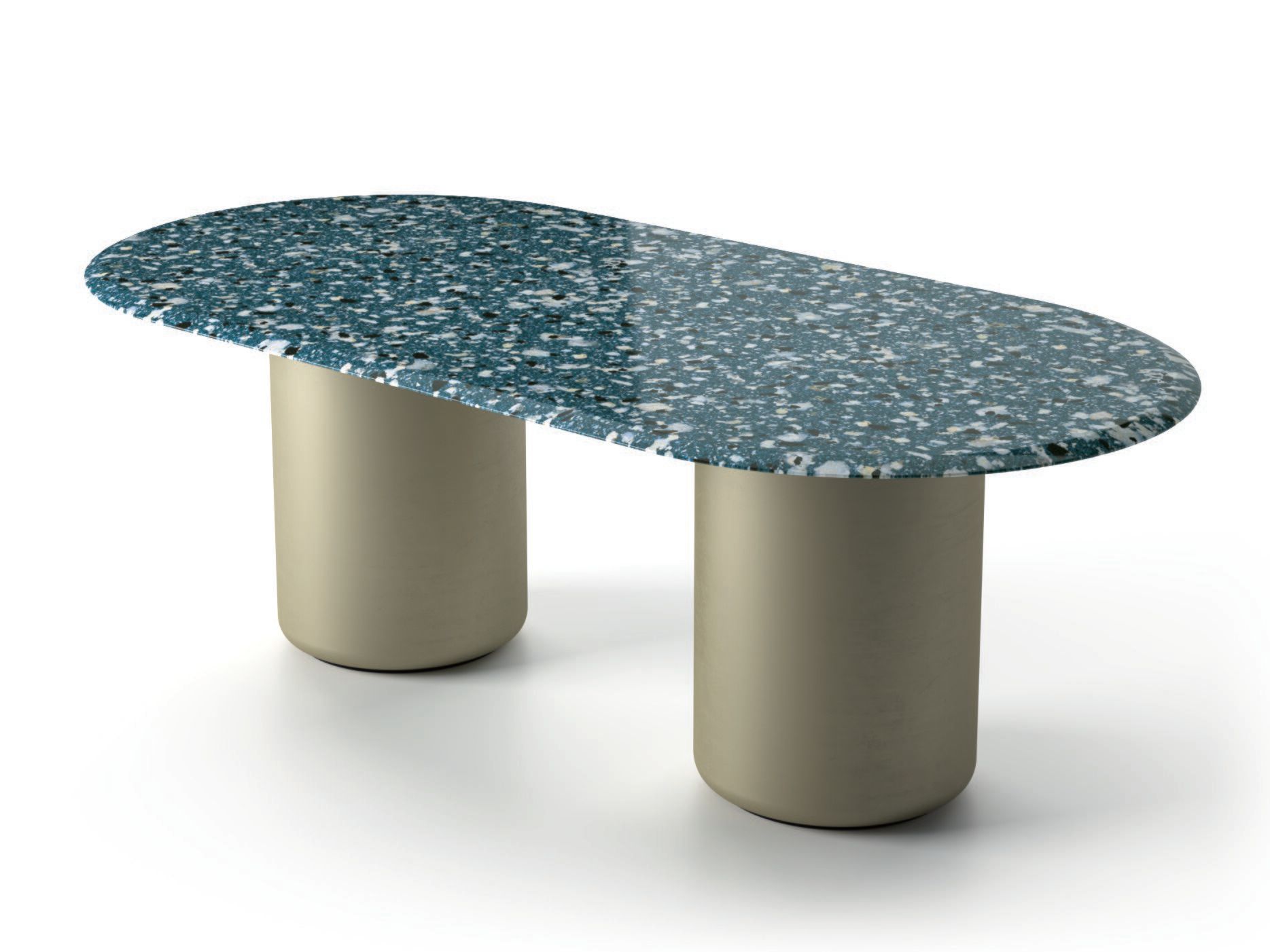 Овальный стол с зернистой столешницей Natuzzi Italia Deep ARCH-00055924