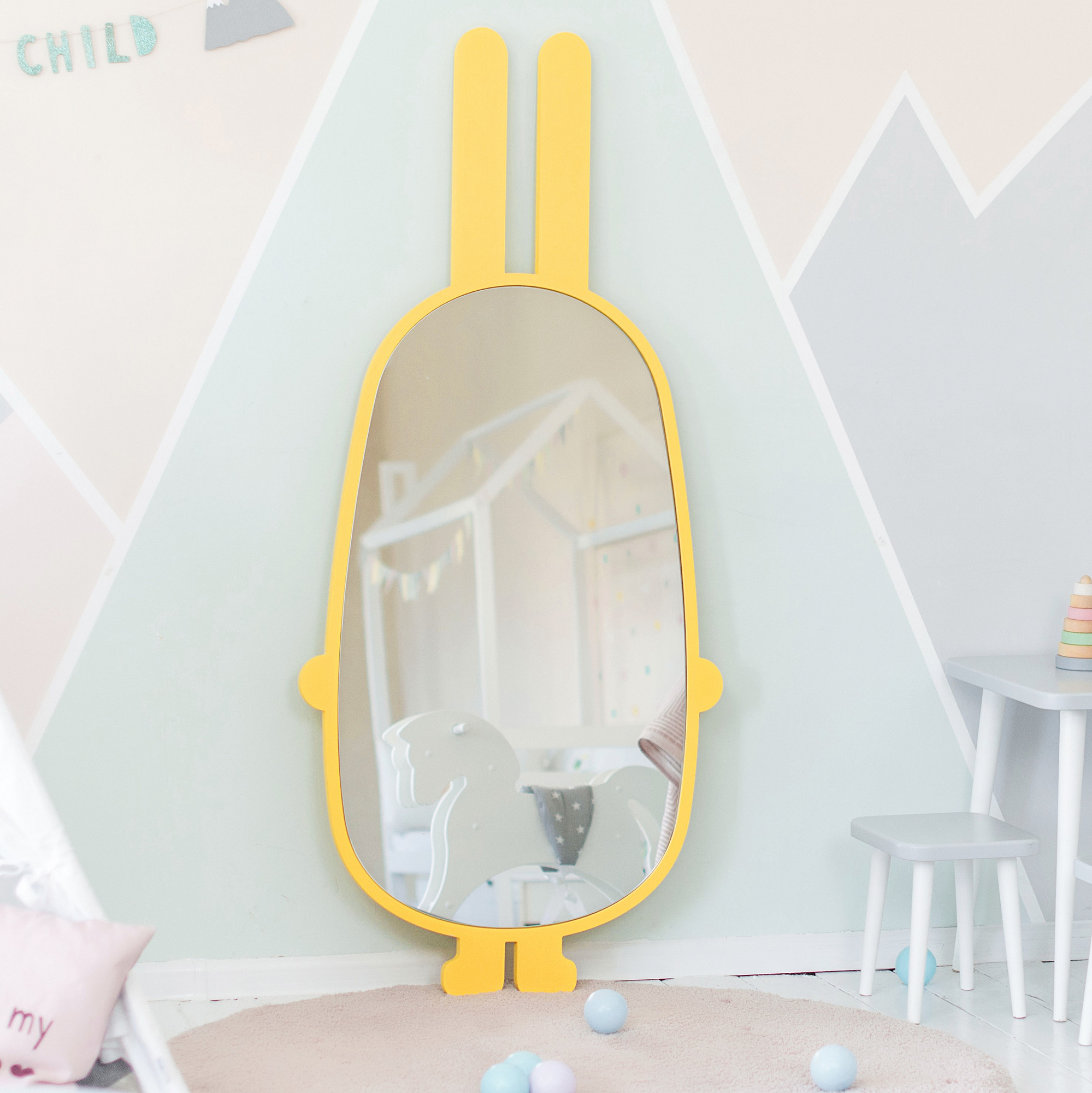 Зеркало детское напольное желтое "Заяц" ЗАЯЦ  00-3859369 Желтый Santreyd  - Вид №1