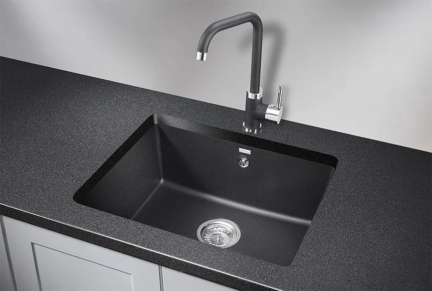 5551, ЧЁРНЫЙ, кухонная мойка, кварц GRANULA 5551-ST208