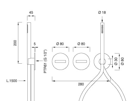 Термостатический смеситель для душа из нержавеющей стали с ручным душем CEADESIGN Бар ARCH-00152000 - Вид №2