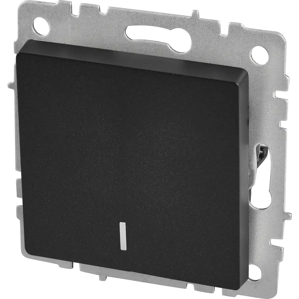 Выключатель IEK Brite одноклавишный с подсветкой, матовый черный 87761717 STLM-1115210
