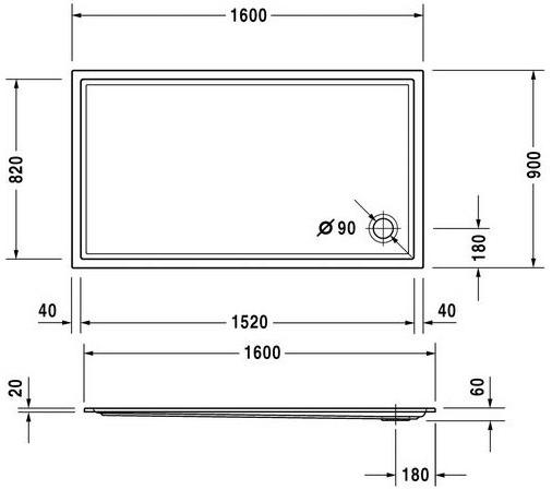 Duravit Поддон для душа прямоугольный из акрила Starck 720131 - Вид №1