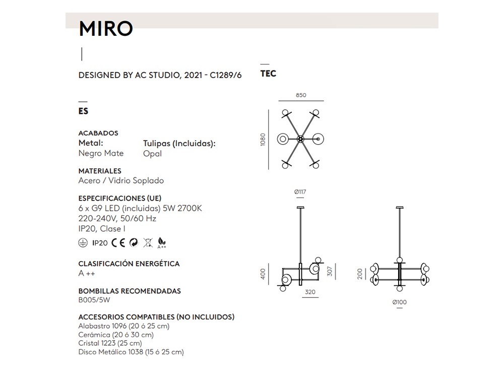 100768 Подвесной светильник 6L Aromas del Campo Miro - Вид №1