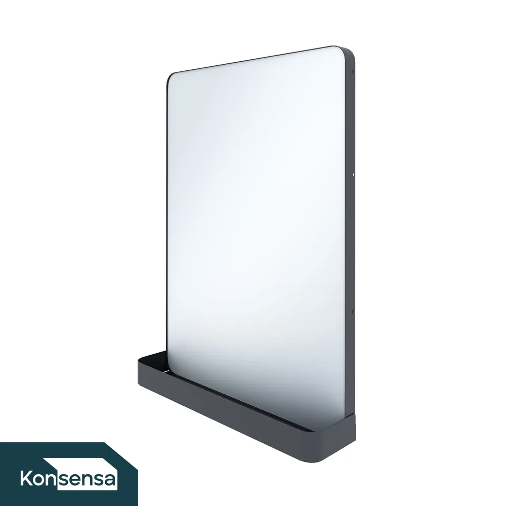 Зеркало для ванной KONSENSA Бруклин с полкой 50x70 см цвет черный STLM-2060845 - Вид №2