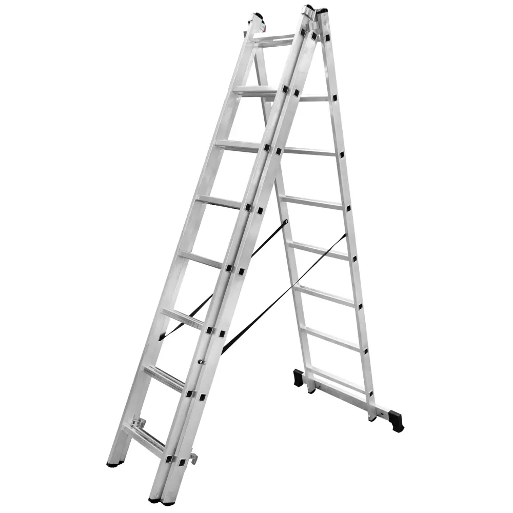 Лестница раскладная выдвижная 3-секционная Standers до 5.91м 8 ступеней STLM-2066191