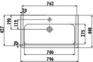 IP080-00CB00E-0000 Раковина IP080 мебельная (45*80см) IP080 Creavit  - Вид №1