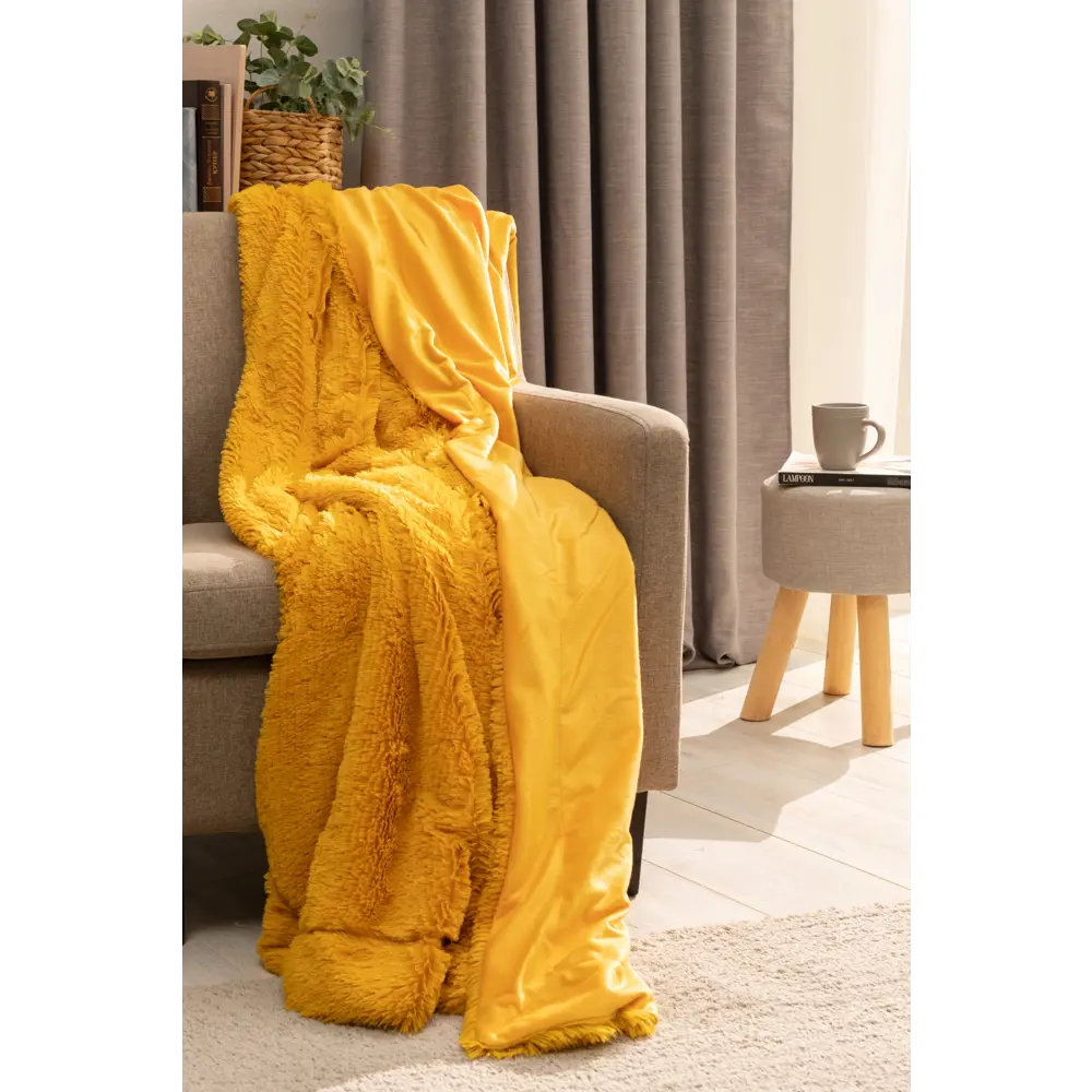 Плед "Мягкий мех" 200x220 см искусственный мех цвет желтый Eclair STLM-2003935 - Вид №4