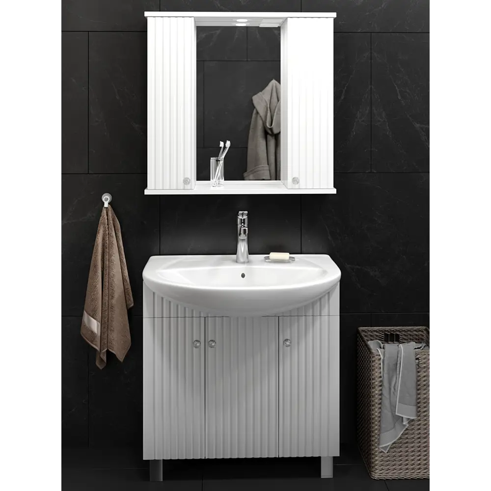 Тумба Роллс 85x79 см ДСП цвет белый с раковиной Kirovit Элеганс 85 Santreyd STLM-2067068 - Вид №1