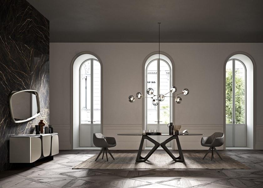 Ozzio Italia Овальный стол из дерева и стекла  T253  - Вид №1