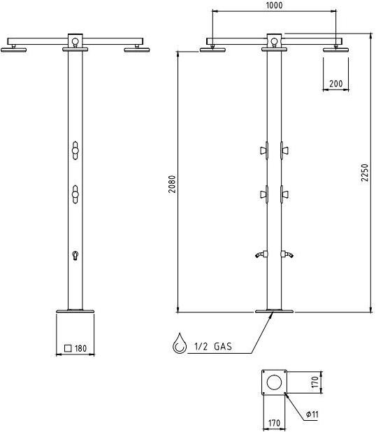 Ama Luxury Shower Летний душ / душ для бассейна из нержавеющей стали  Ne1500l ne1450l  - Вид №5