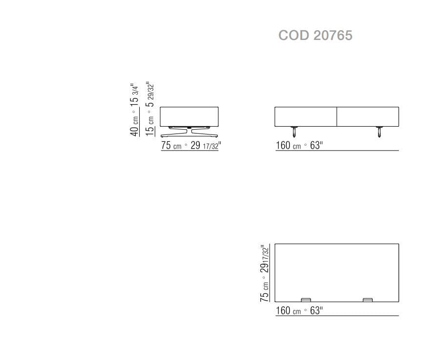 Низкий журнальный столик из красного дерева с отсеком для хранения Flexform перо ARCH-00038134 - Вид №3